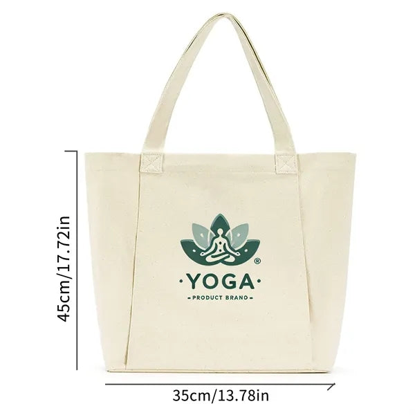 Canvas Tote Bag with Yoga Mat Carrier Pocket