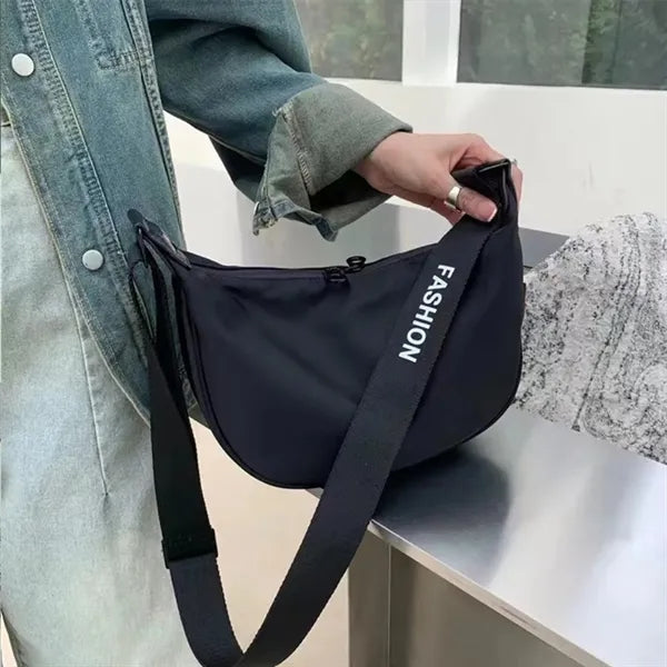 Wide Strap Large Capacity Nylon Crossbody Bag