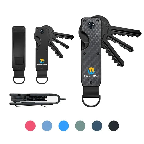 Compact Metallic Key Holder Keychain Secures
