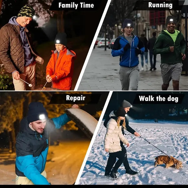 LED Flashlight Beanie Hat Headlamp Cap