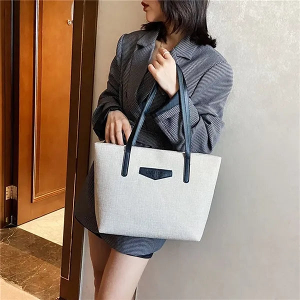 Casual Cotton-Linen Tote Bag Large Capacity All-in-One Han