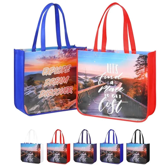 Full Color Laminated Curved Bottom Shopping Tote Bag