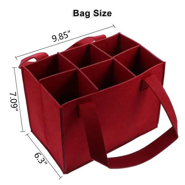 Wine Bottle Carrier With Divider Felt Storage Tote Bag