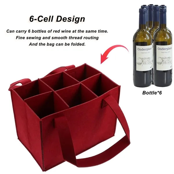 Wine Bottle Carrier With Divider Felt Storage Tote Bag