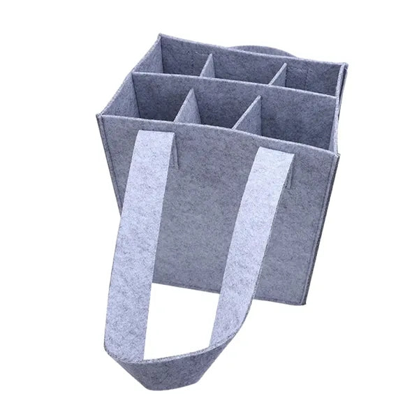 Wine Bottle Carrier With Divider Felt Storage Tote Bag