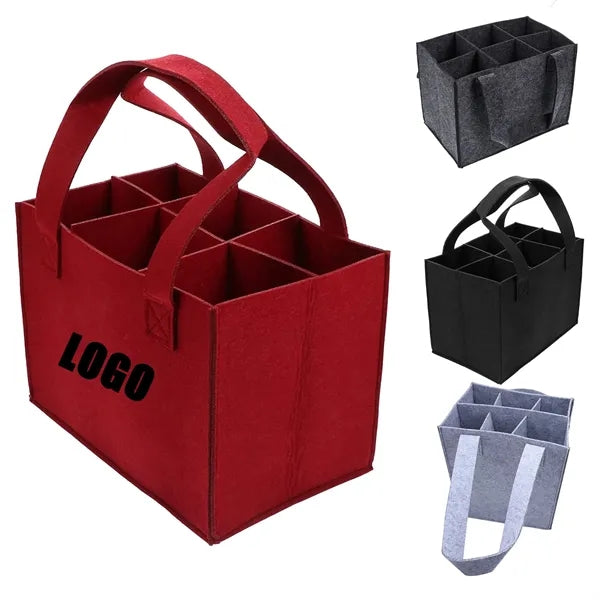 Wine Bottle Carrier With Divider Felt Storage Tote Bag