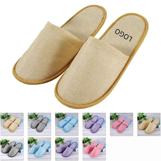 Hotel Disposable Eco-Friendly Linen Spa Slippers For Guest