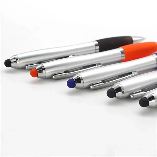 2-in-1 Touchscreen Ballpoint Click Pens Rubber Grip
