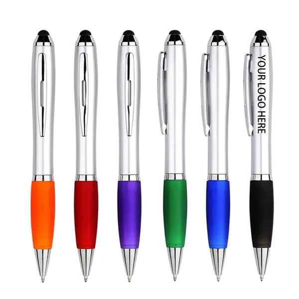 2-in-1 Touchscreen Ballpoint Click Pens Rubber Grip