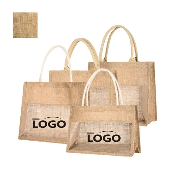 Jute Handbag With Transparent Window