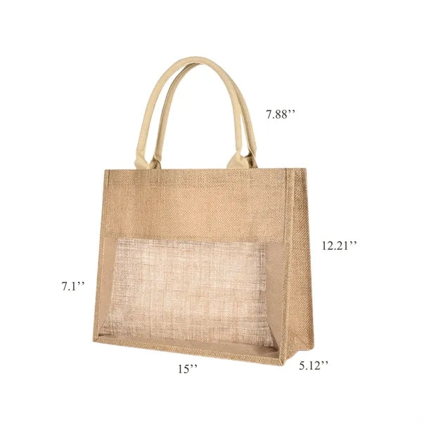 Jute Handbag With Transparent Window
