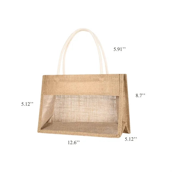 Jute Handbag With Transparent Window