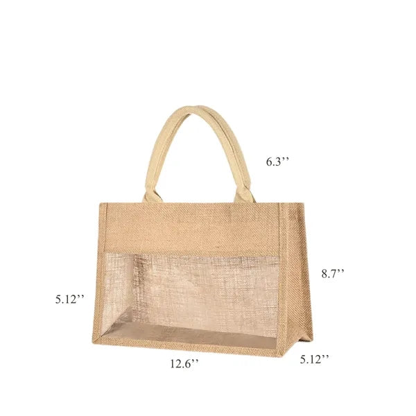 Jute Handbag With Transparent Window