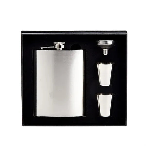 8 Oz Hip Flask Gift Box Set