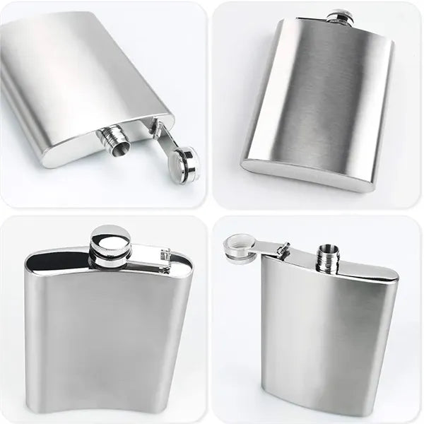8 Oz Hip Flask Gift Box Set