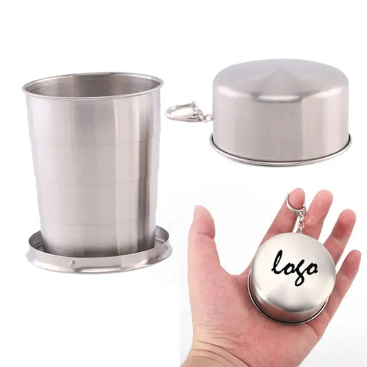 2.5 Oz Stainless Steel Collapsible Camping Mug With Keychain