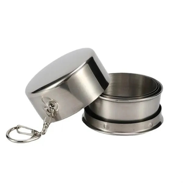 2.5 Oz Stainless Steel Collapsible Camping Mug With Keychain