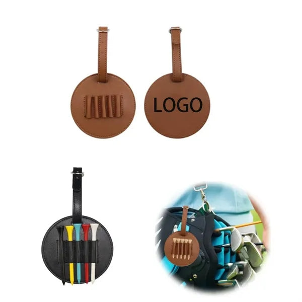 Portable Round Leather Golf Tee Holder