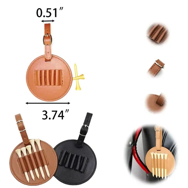 Portable Round Leather Golf Tee Holder