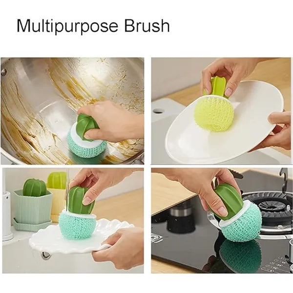 Cactus Shaped Cleaning Brush With Handle And Storage Stand