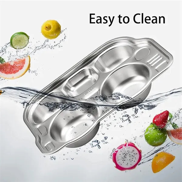 5 Section Car Shape 304 Stainless Steel Divided Dinner Tray