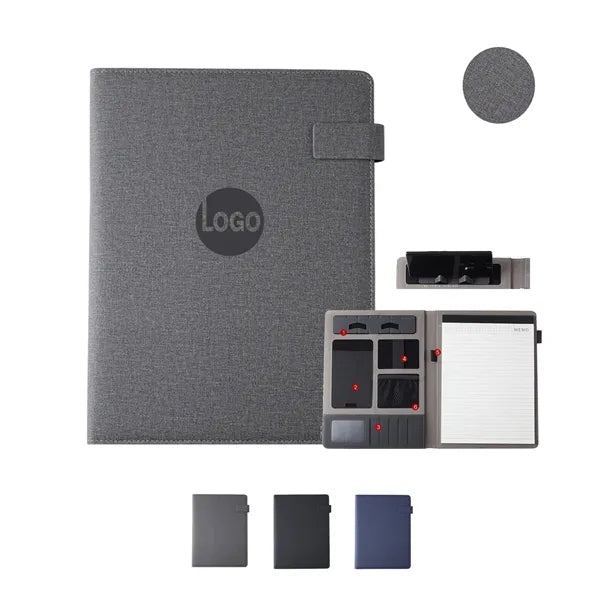 Mutifunctional Pu Padfolio Folder With Phone Stand