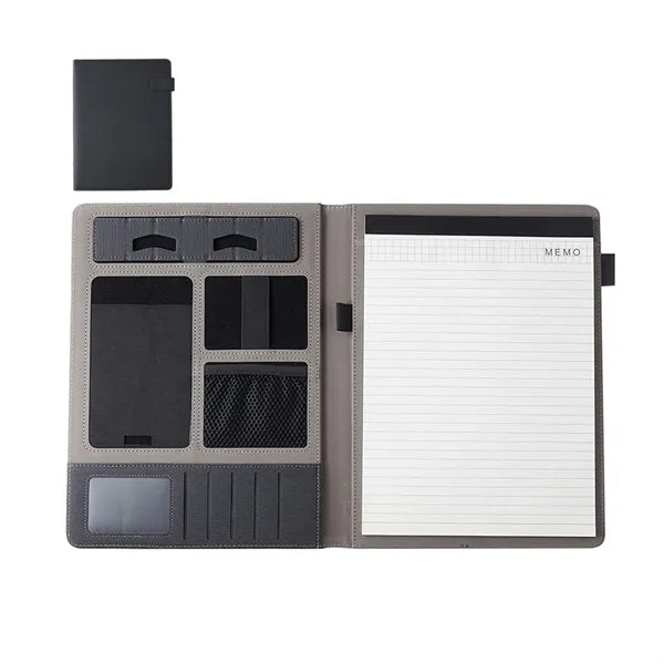 Mutifunctional Pu Padfolio Folder With Phone Stand