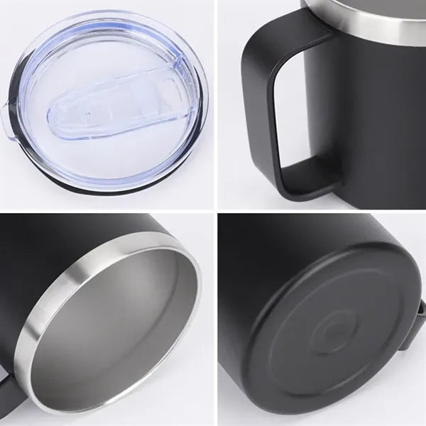 14 OZ Insulated Stainless Steel Coffee Mug With Lid & Handle