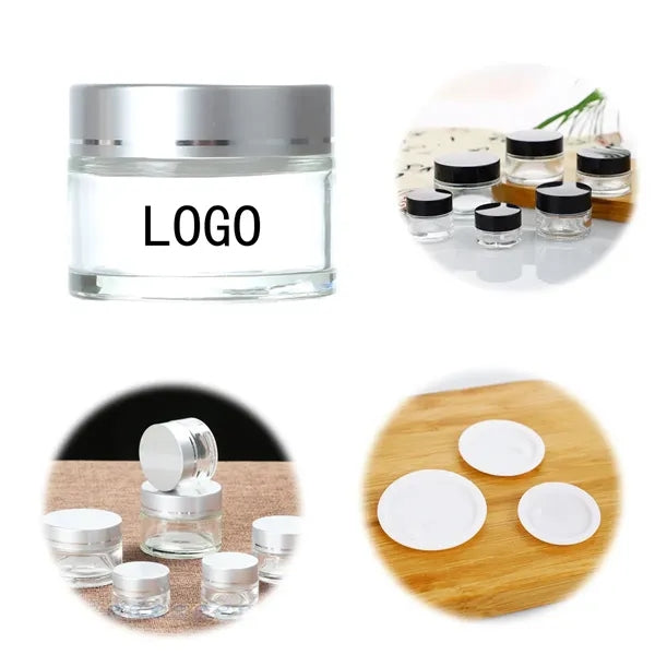 Empty Emulsion Cream With Silver Lid And Lined Jar