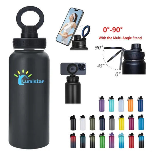 32oz Stainless Steel Water Bottle with Magnetic Phone Holder