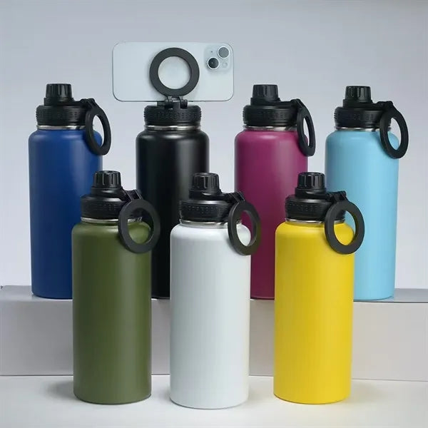32oz Stainless Steel Water Bottle with Magnetic Phone Holder