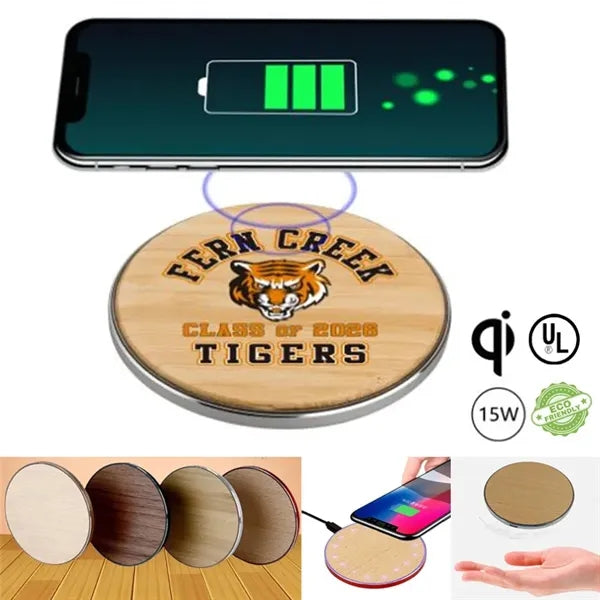 Walnut Fast Wireless Charging Pad 15W For Mobiles