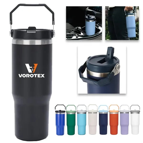 30oz Stainless Steel Tumbler with Handle and Straw