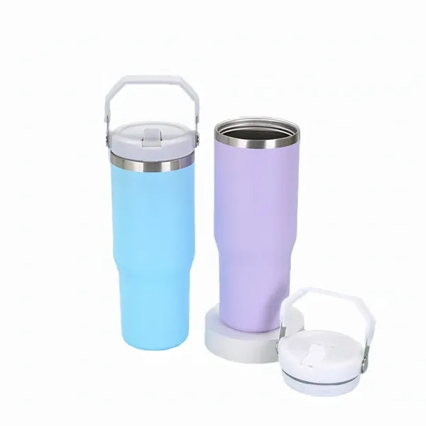 30oz Stainless Steel Tumbler with Handle and Straw