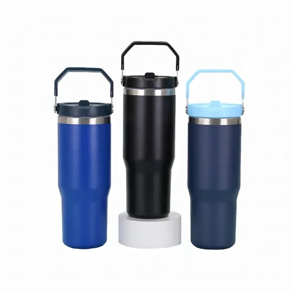 30oz Stainless Steel Tumbler with Handle and Straw