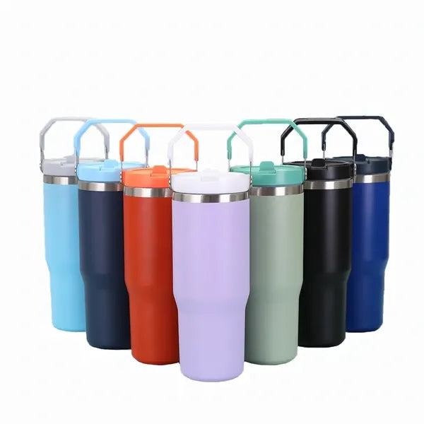 30oz Stainless Steel Tumbler with Handle and Straw