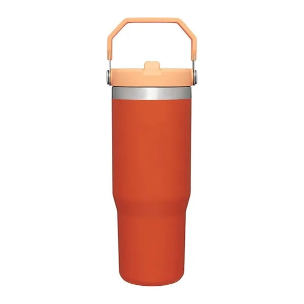 30oz Stainless Steel Tumbler with Handle and Straw