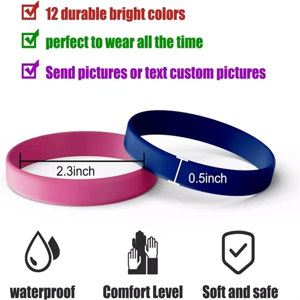 Rubber Bracelet Wristband Blank Silicone Elastic Sport