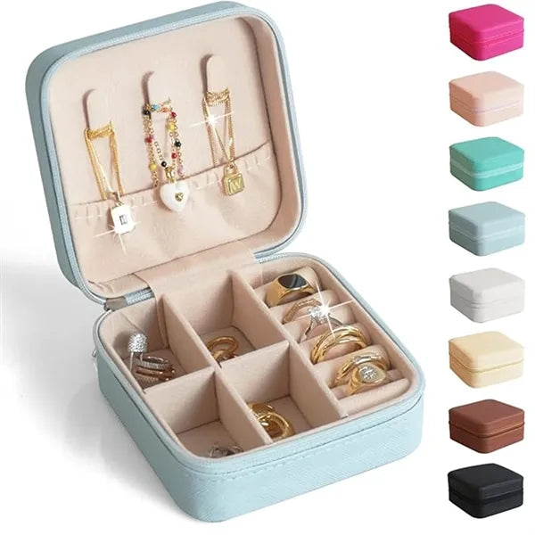 Portable Square Velour Mini Travel Jewelry Storage Box