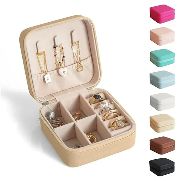 Portable Square Velour Mini Travel Jewelry Storage Box
