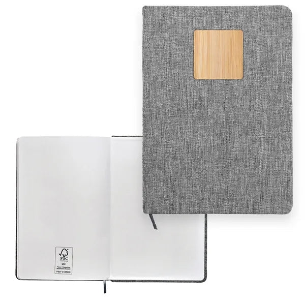 Heathered Recycled Notebook with Bamboo Accent