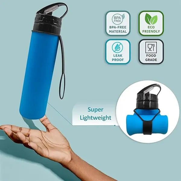 20 Oz Silicone Foldable Folding Sports Water Bottle
