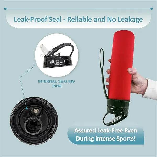 20 Oz Silicone Foldable Folding Sports Water Bottle