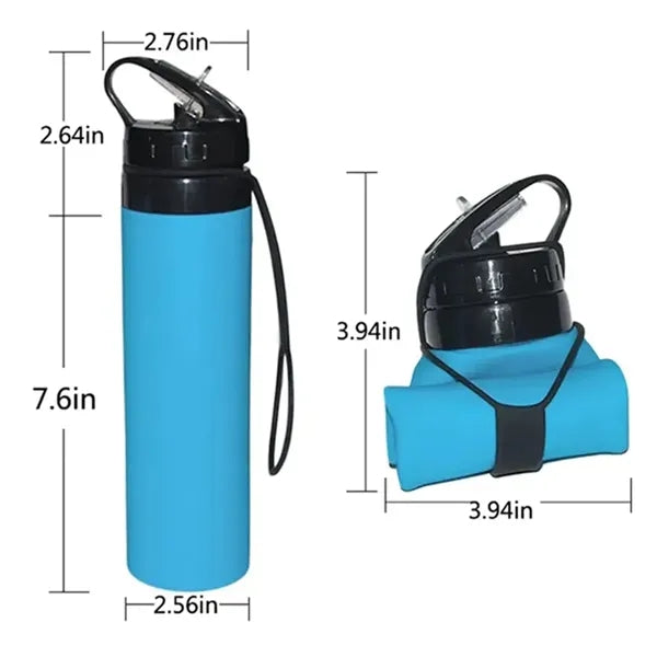 20 Oz Silicone Foldable Folding Sports Water Bottle