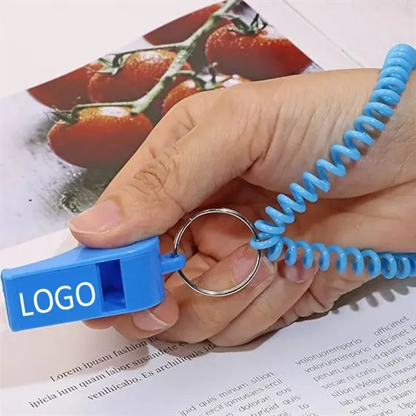 Loud Sound Sport Whistles w/Stretchable Coil Wrist Keychain
