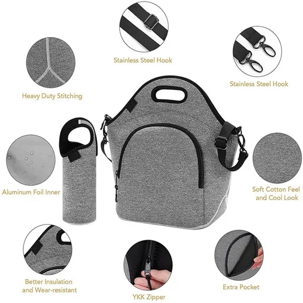 Prime Line Heathered Neoprene Lunch Cooler Tote Bag