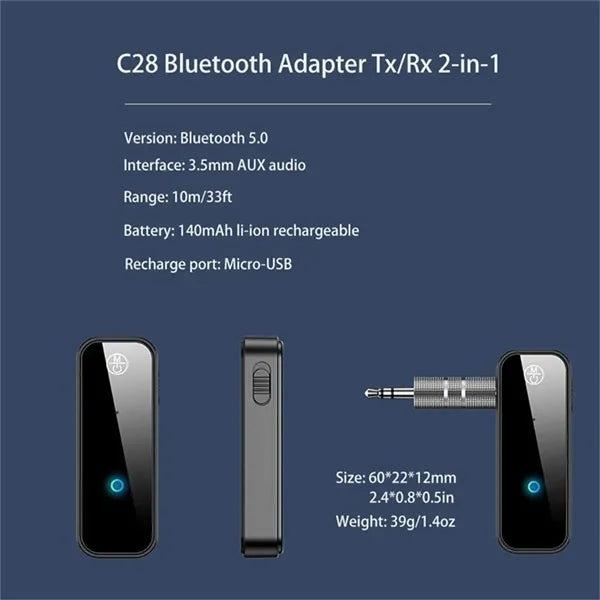 Bluetooth 5.0 Adapter 3.5mm Jack Aux Dongle