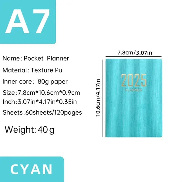 2025 A7 Pocket Diary Planner Notebook