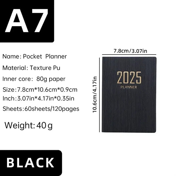 2025 A7 Pocket Diary Planner Notebook