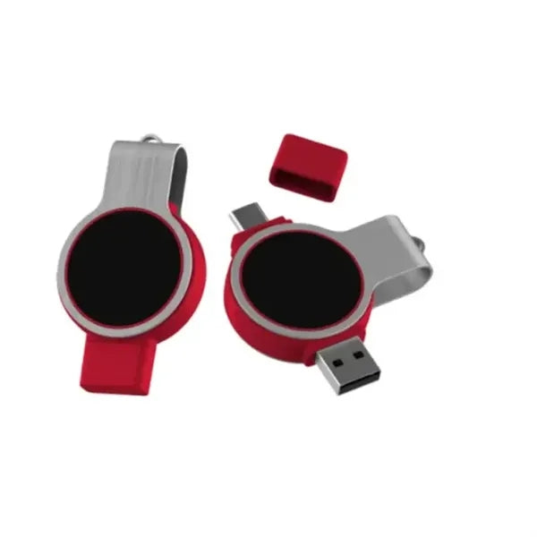 2 in 1 Metal Dual Light Up Round OTG USB flash drive